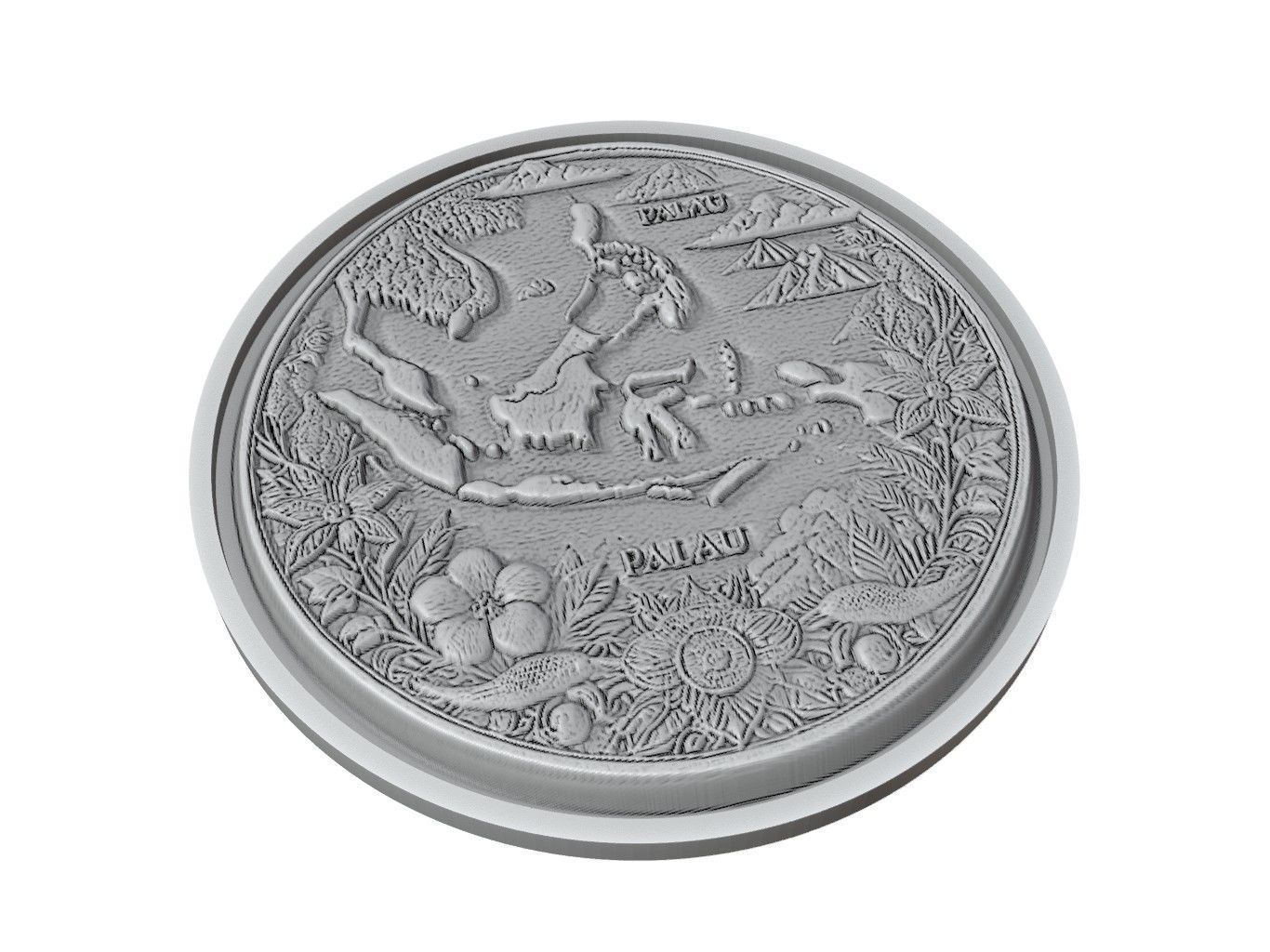 Palau Map Medallion Relief 3D print model_2