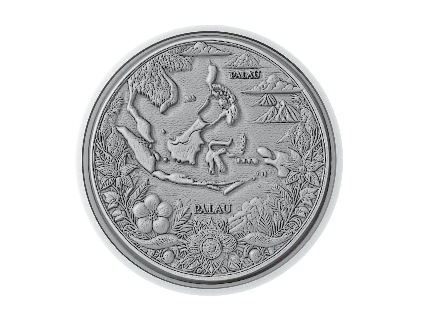 Palau Map Medallion Relief 3D print model_3