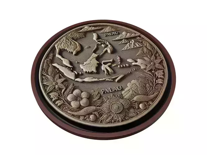 Palau Map Medallion Relief