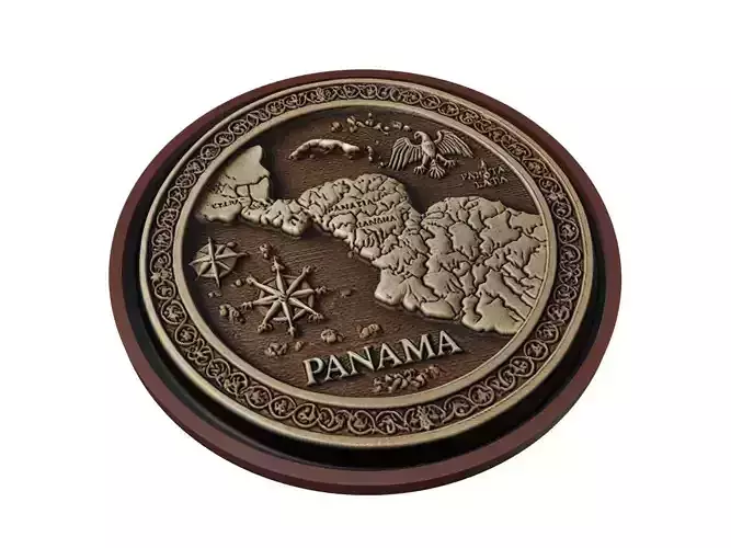 Panama Map Medallion Relief