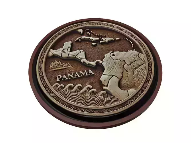 Panama Map Medallion Relief