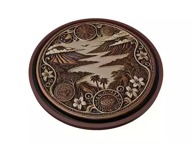 Papua New Guinea Map Medallion Relief 3D print model