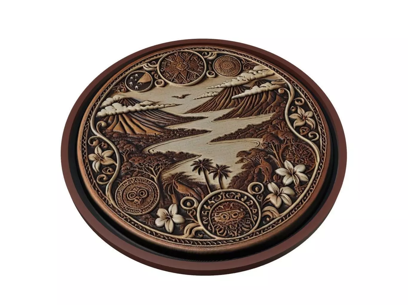 Papua New Guinea Map Medallion Relief 3D print model
