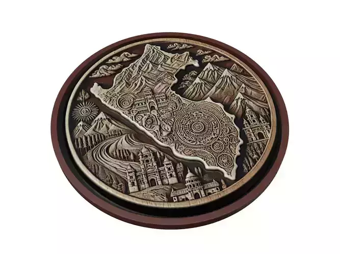 Peru Map Medallion Relief