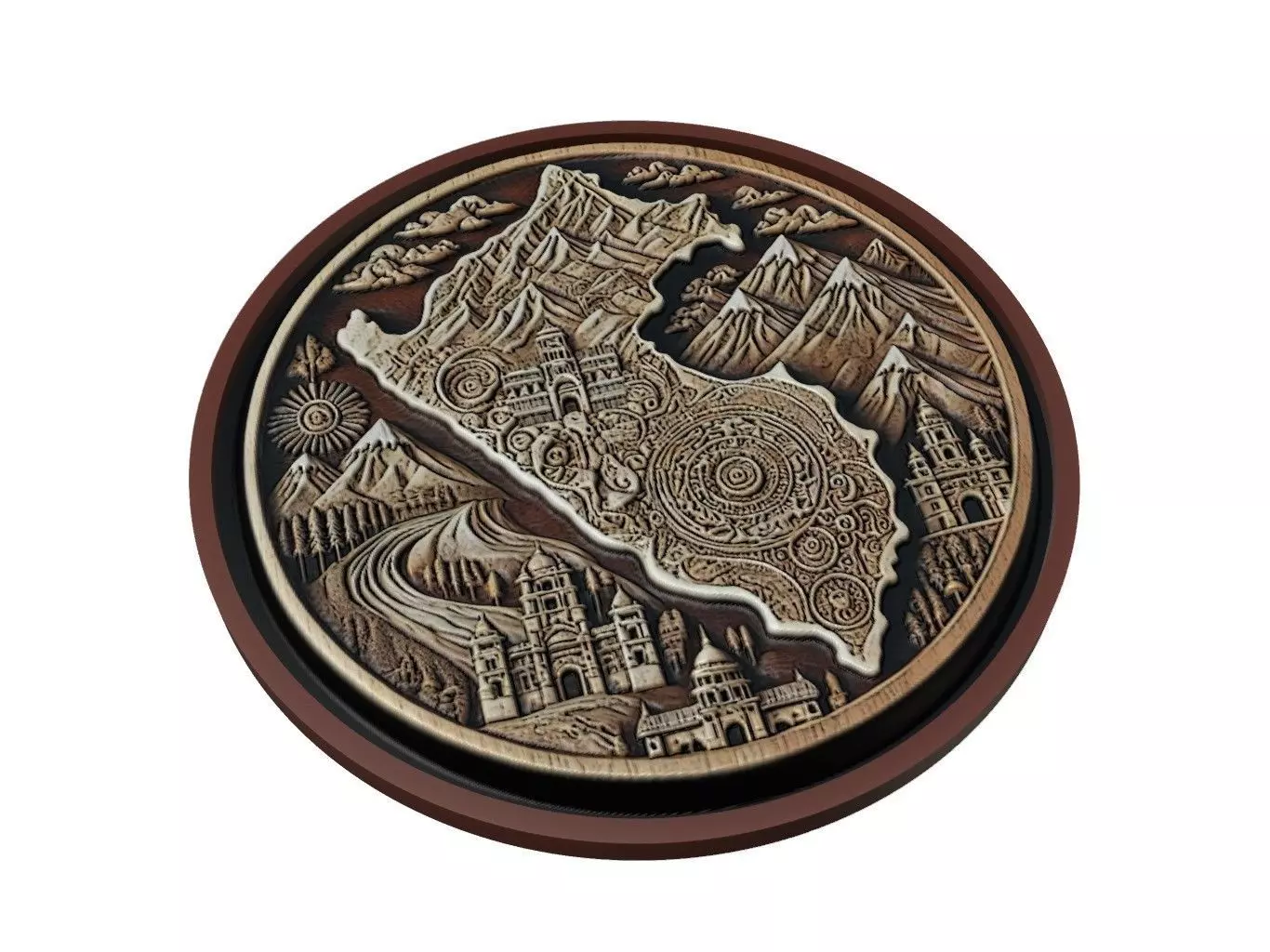 Peru Map Medallion Relief 3D print model