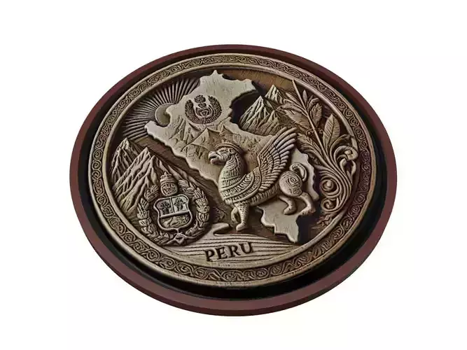 Peru Map Medallion Relief