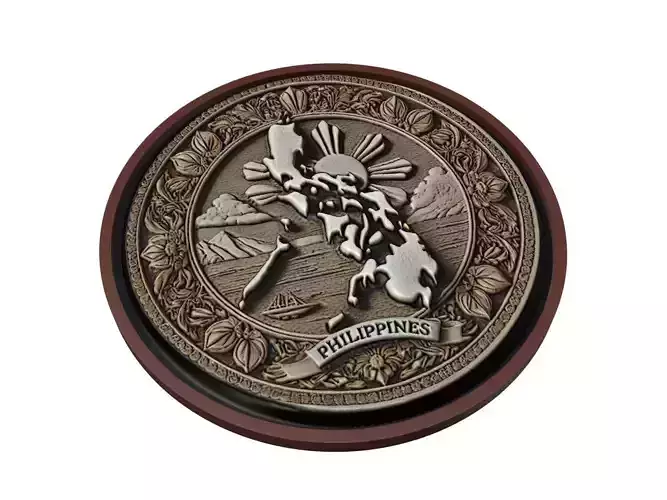 Philippines Map Medallion Relief