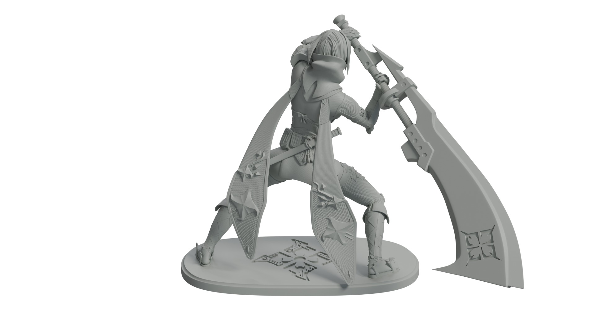 Nier Automata X Monster Hunter Rise mashup 3D print statue 3D print model_2