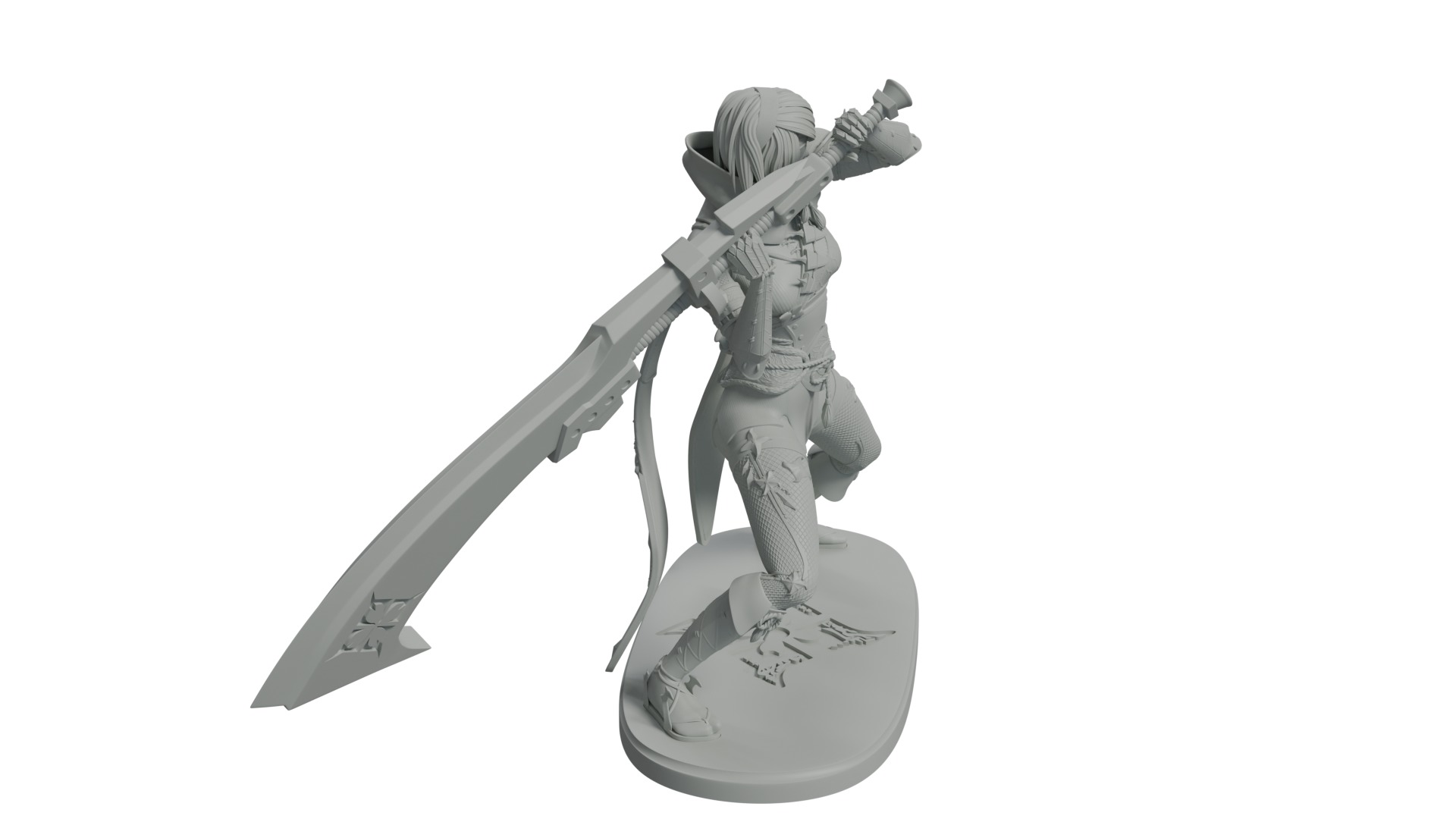 Nier Automata X Monster Hunter Rise mashup 3D print statue 3D print model_3