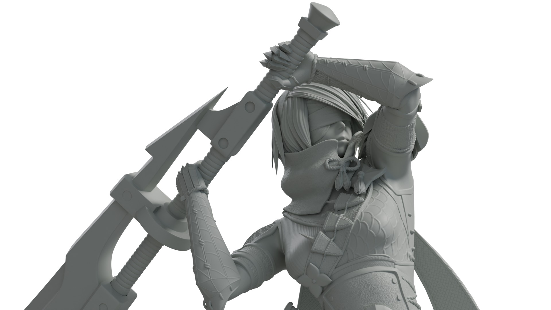 Nier Automata X Monster Hunter Rise mashup 3D print statue 3D print model_4