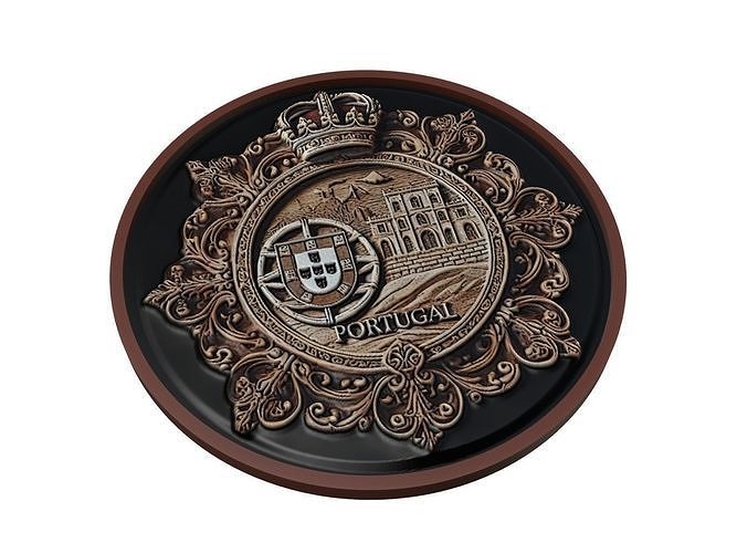 Portugal Map Medallion Relief 3D print model