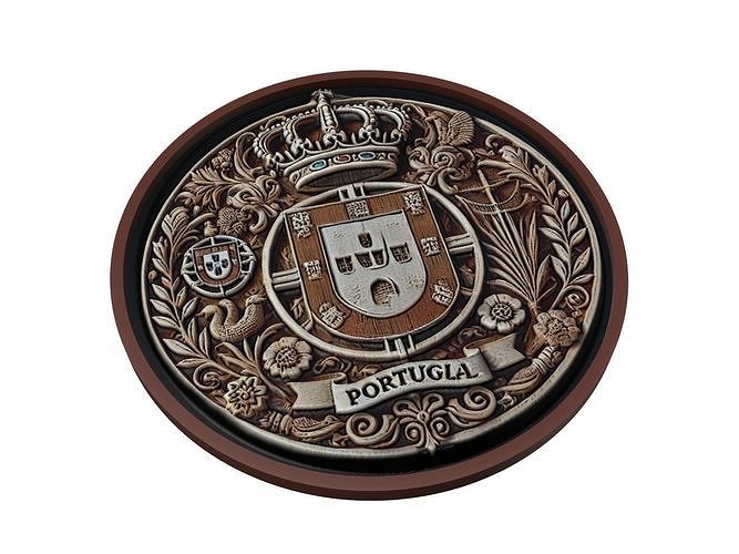 Portugal Map Medallion Relief 3D print model