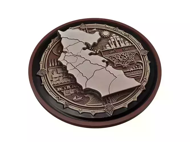Qatar Map Medallion Relief