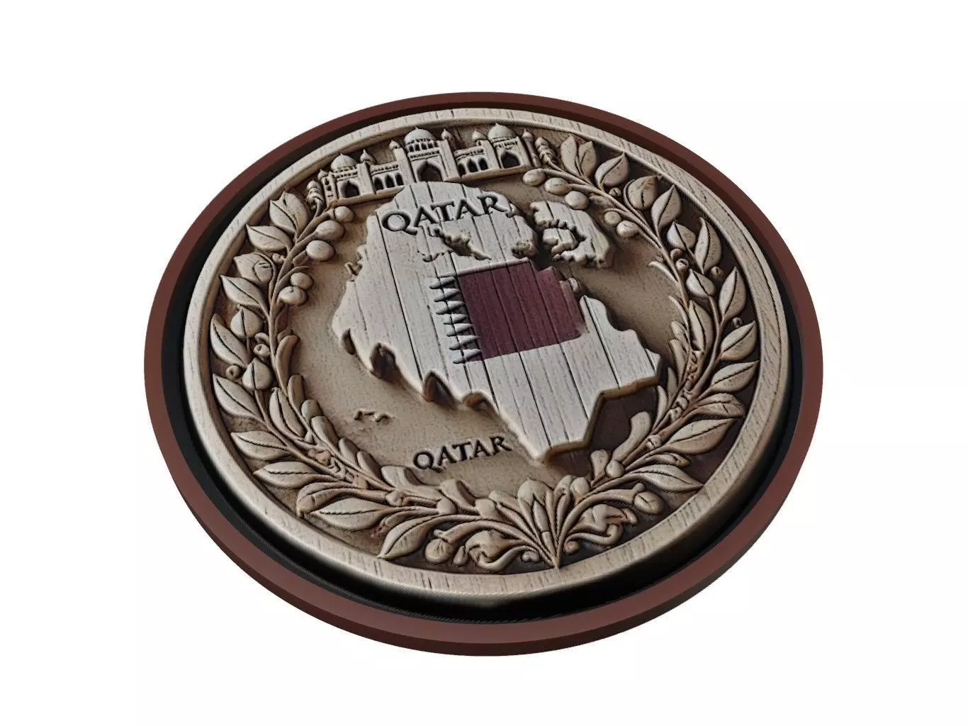 Qatar Map Medallion Relief 3D print model