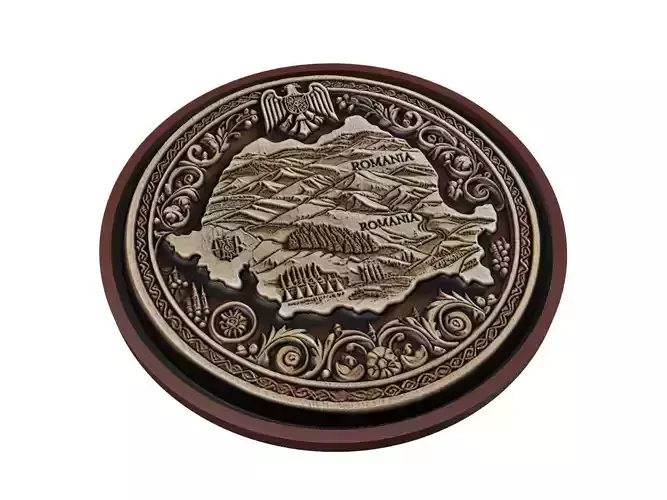 Romania Map Medallion Relief