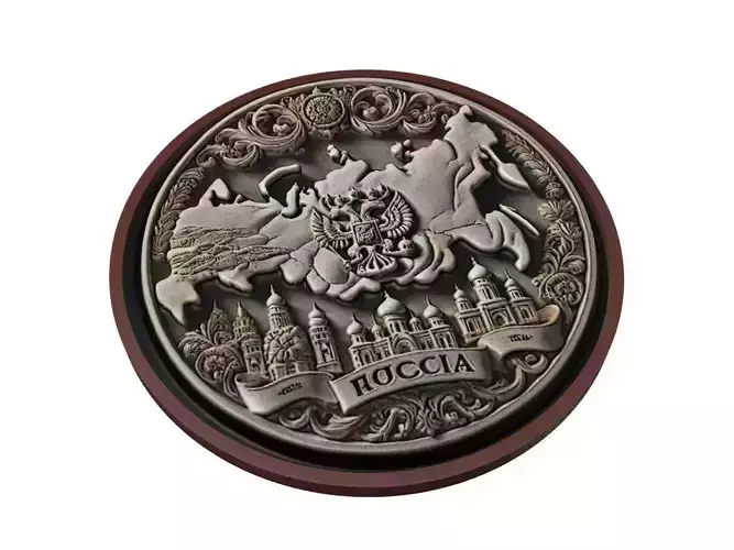 Russia Map Medallion Relief 3D print model