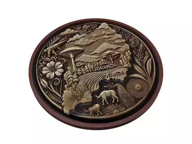 Rwanda Map Medallion Relief