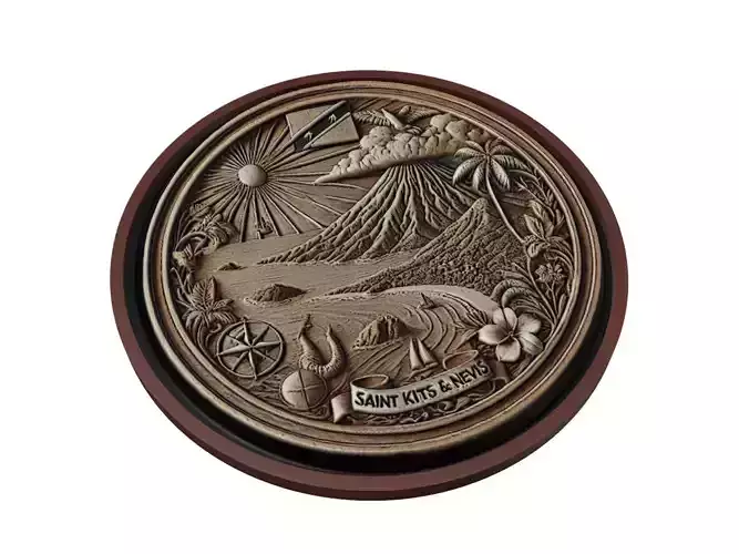 Saint Kitts and Nevis Map Medallion Relief