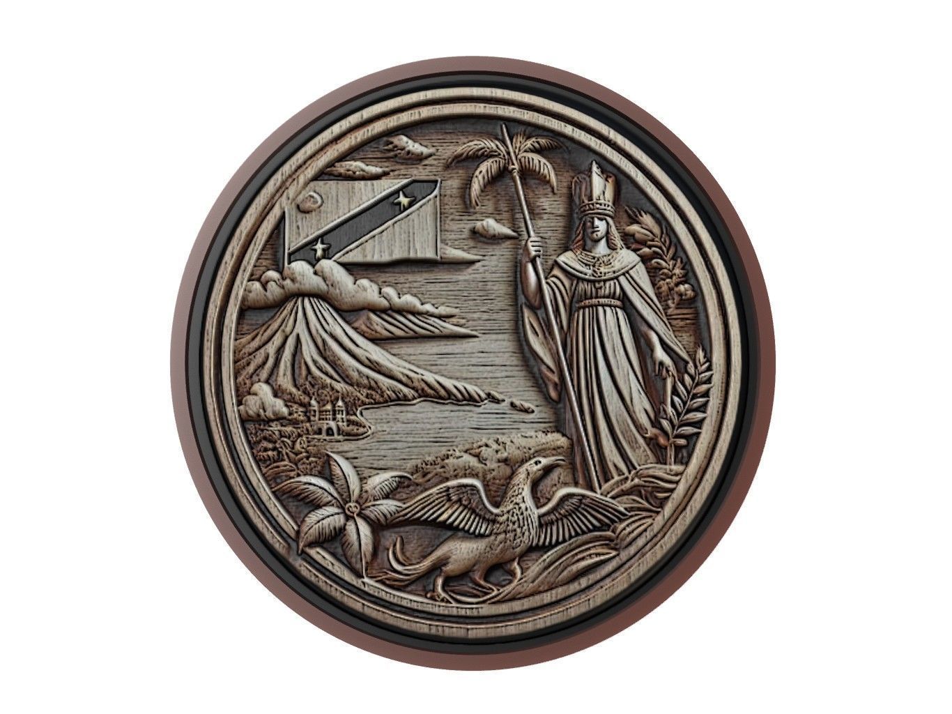 Saint Kitts and Nevis Map Medallion Relief 3D print model_1