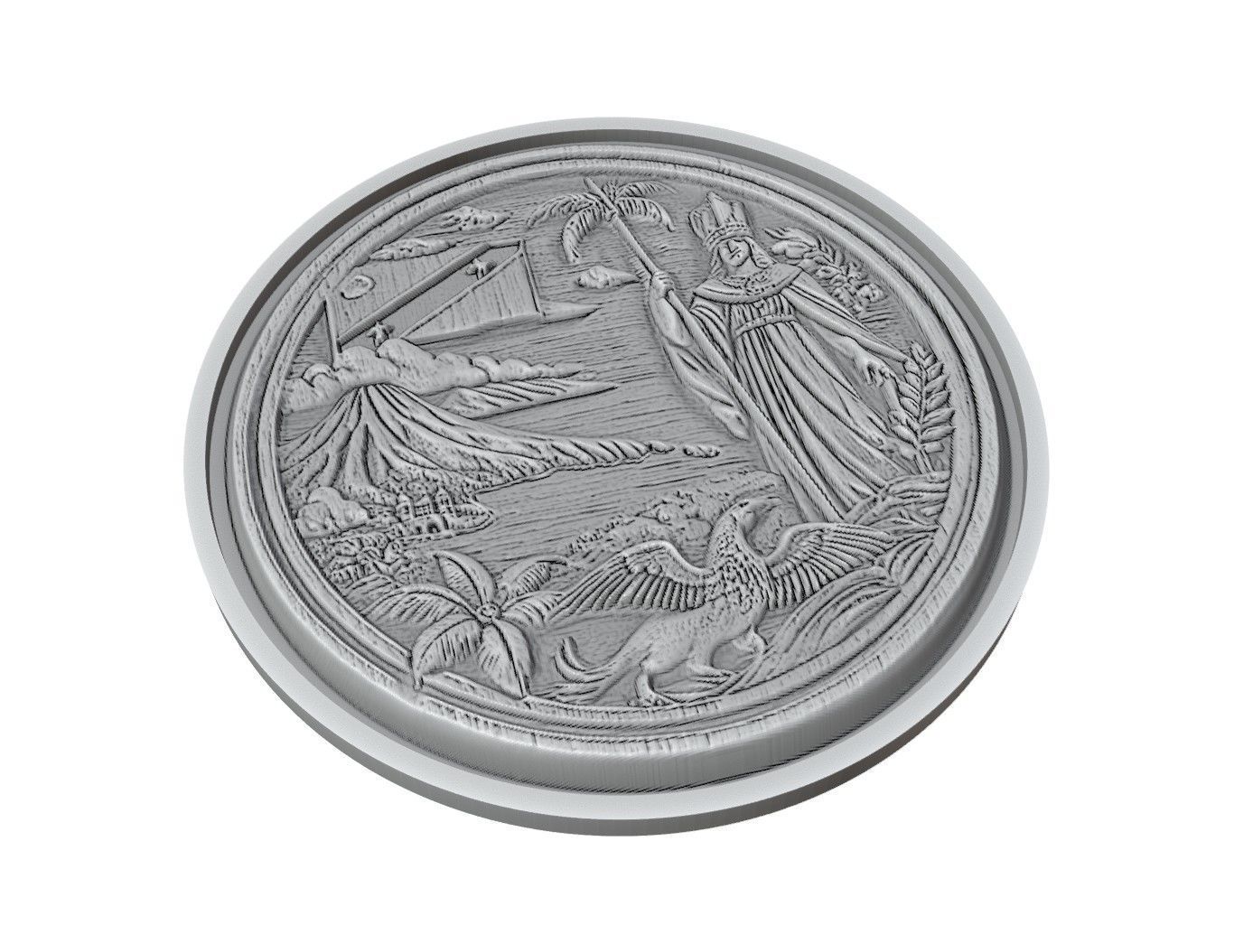 Saint Kitts and Nevis Map Medallion Relief 3D print model_2