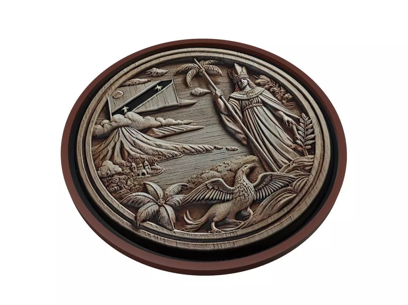 Saint Kitts and Nevis Map Medallion Relief 3D print model_0