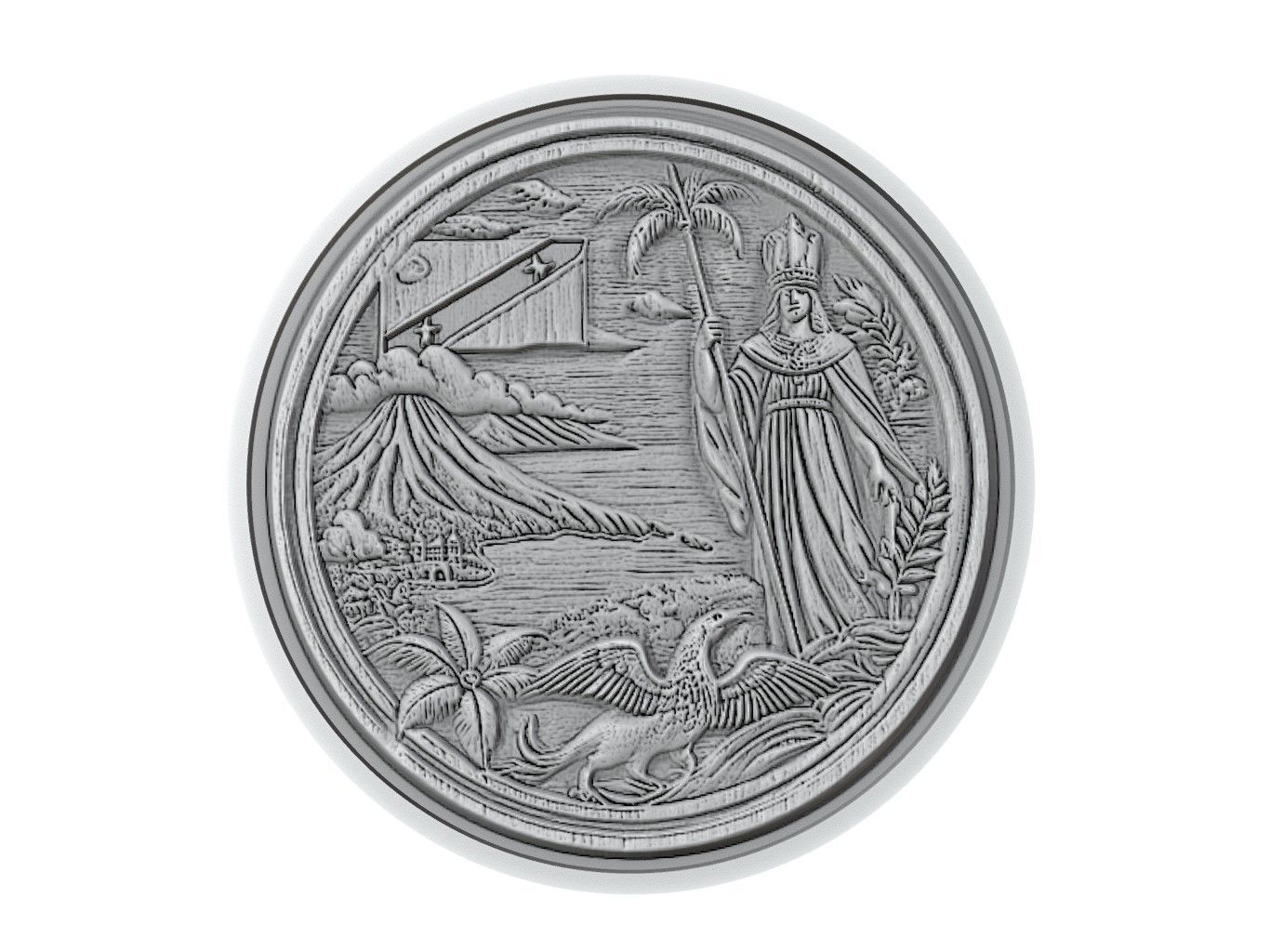 Saint Kitts and Nevis Map Medallion Relief 3D print model_3