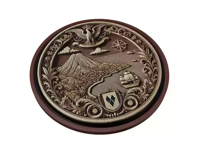 Saint Vincent and the Grenadines Map Medallion Relief