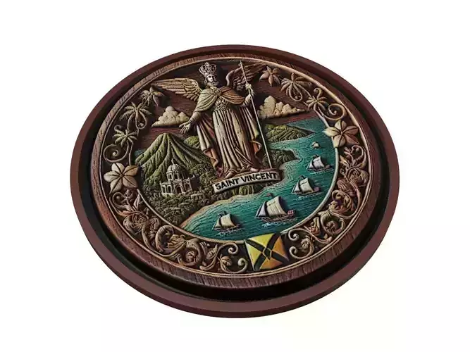 Saint Vincent and the Grenadines Map Medallion Relief