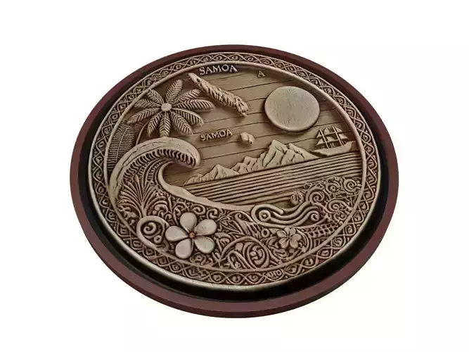 Samoa Map Medallion Relief