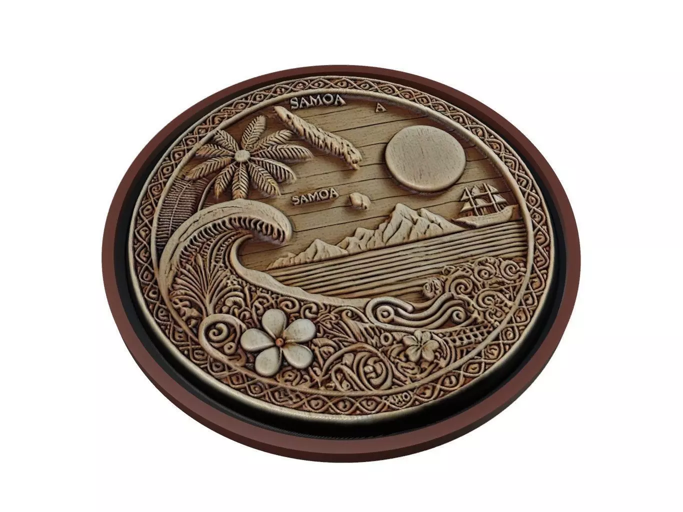 Samoa Map Medallion Relief 3D print model
