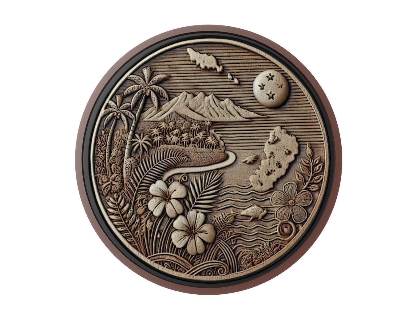 Samoa Map Medallion Relief 3D print model_1