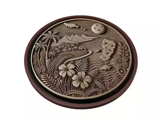 Samoa Map Medallion Relief