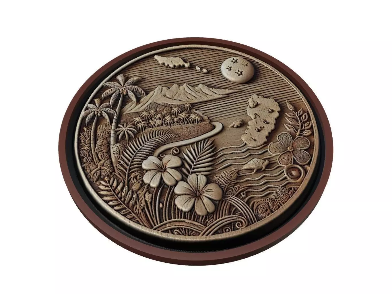 Samoa Map Medallion Relief 3D print model_0