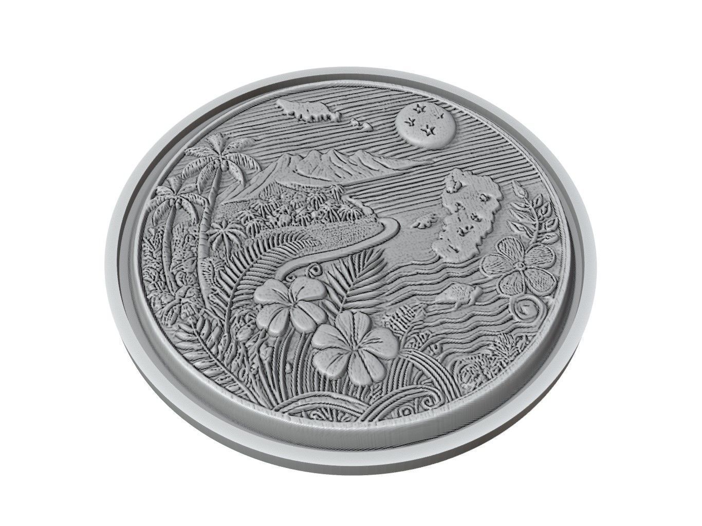 Samoa Map Medallion Relief 3D print model_2