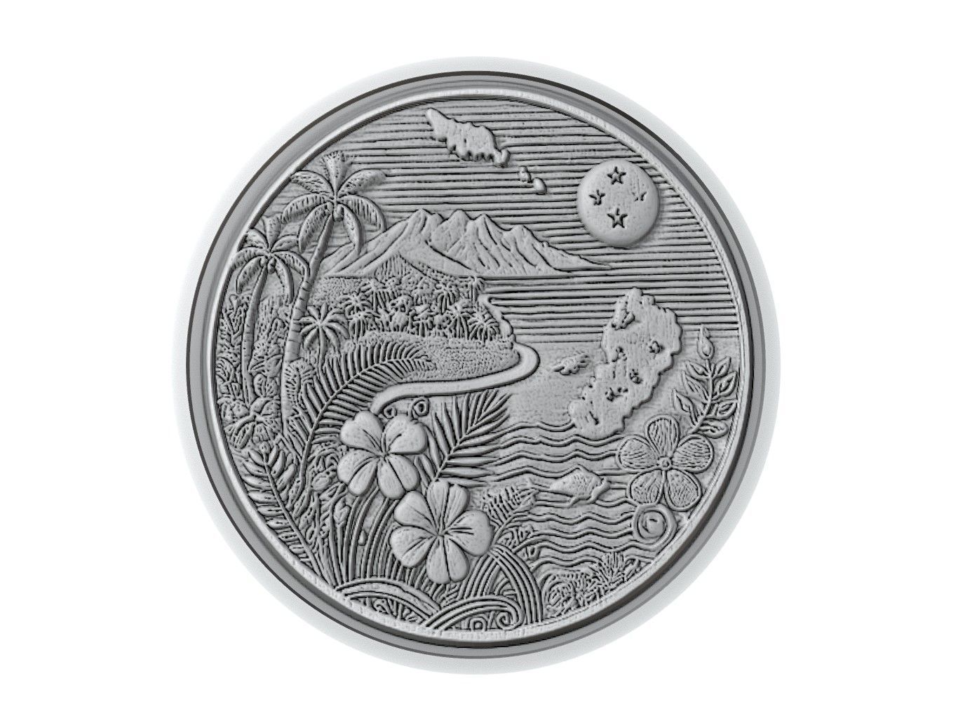 Samoa Map Medallion Relief 3D print model_3