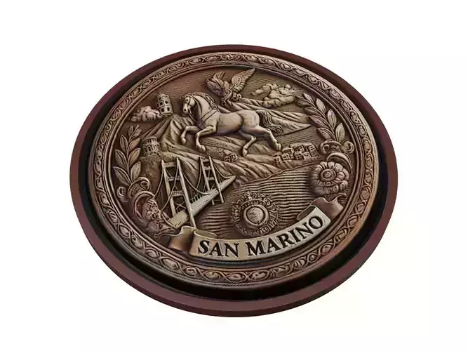 San Marino Map Medallion Relief 3D print model