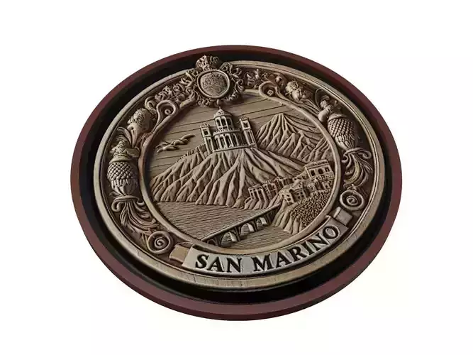 San Marino Map Medallion Relief 3D print model