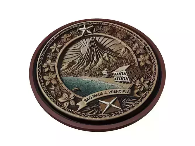 Sao Tome and Principe Map Medallion Relief