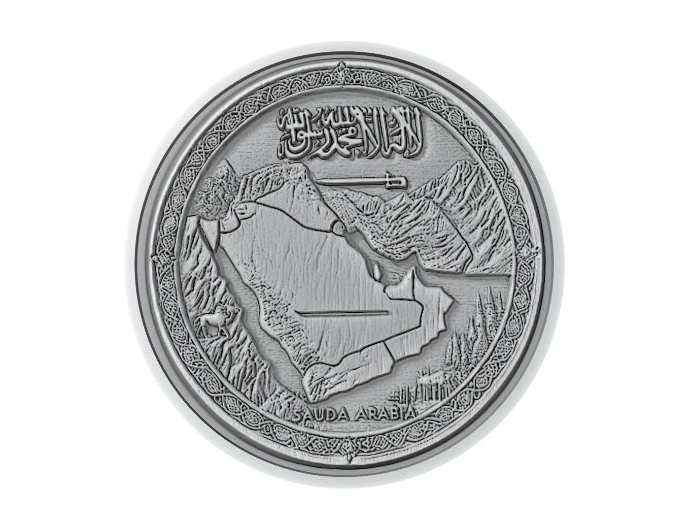 Saudi Arabia Map Medallion Relief 3D print model_3