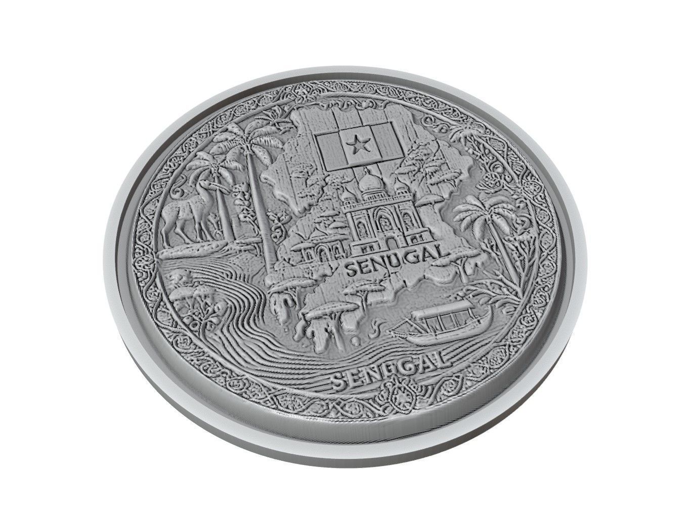 Senegal Map Medallion Relief 3D print model_2