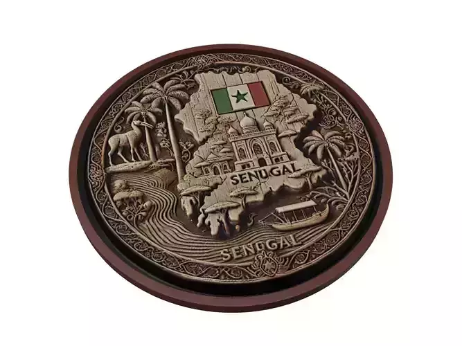 Senegal Map Medallion Relief