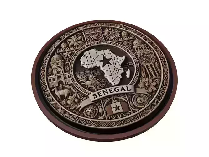 Senegal Map Medallion Relief