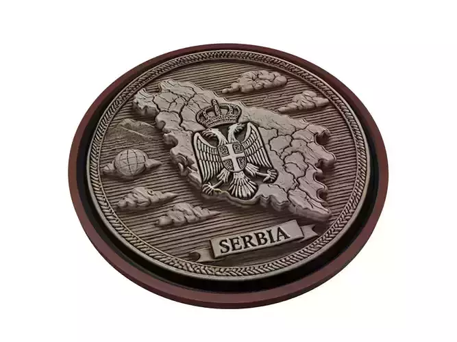 Serbia Map Medallion Relief