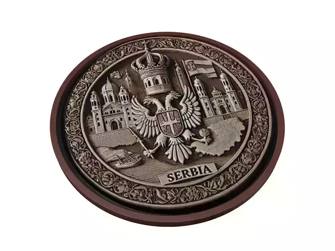 Serbia Map Medallion Relief