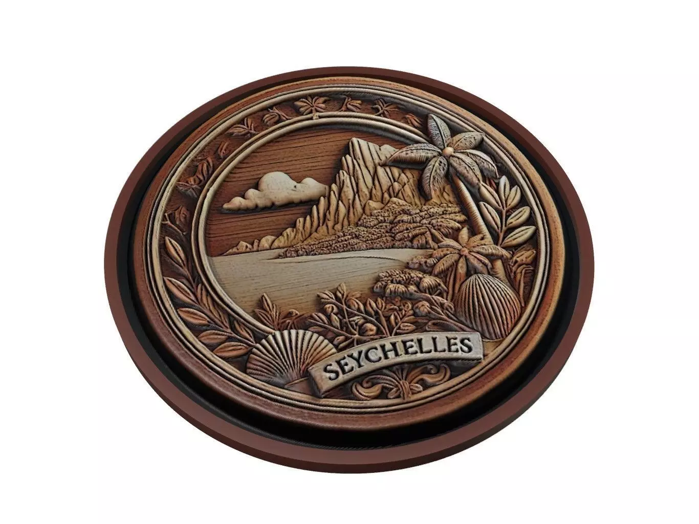 Seychelles Map Medallion Relief 3D print model