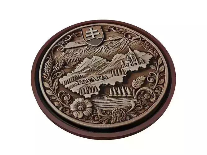 Slovakia Map Medallion Relief