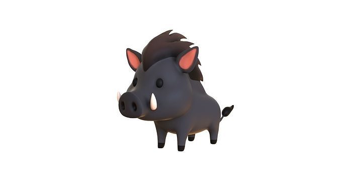 Cartoon Wild Boar Animal 03 Low-poly 3D model