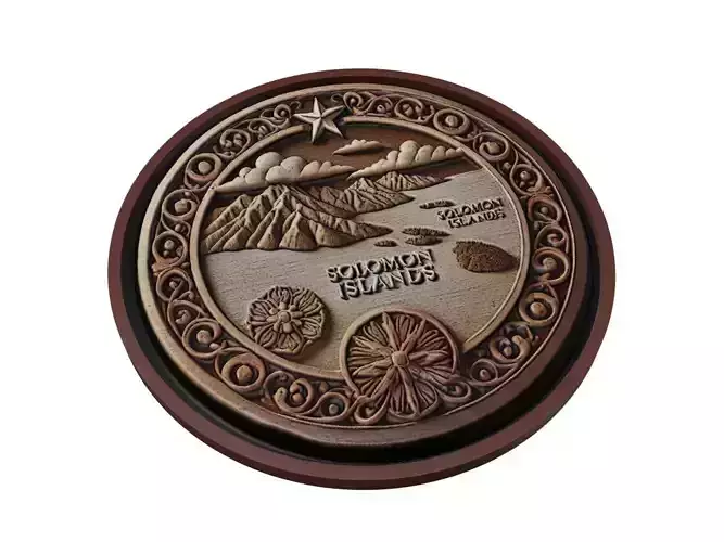 Solomon Islands Map Medallion Relief 3D print model