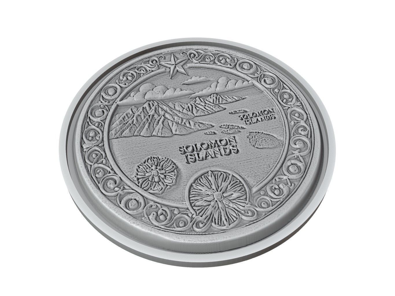 Solomon Islands Map Medallion Relief 3D print model_2