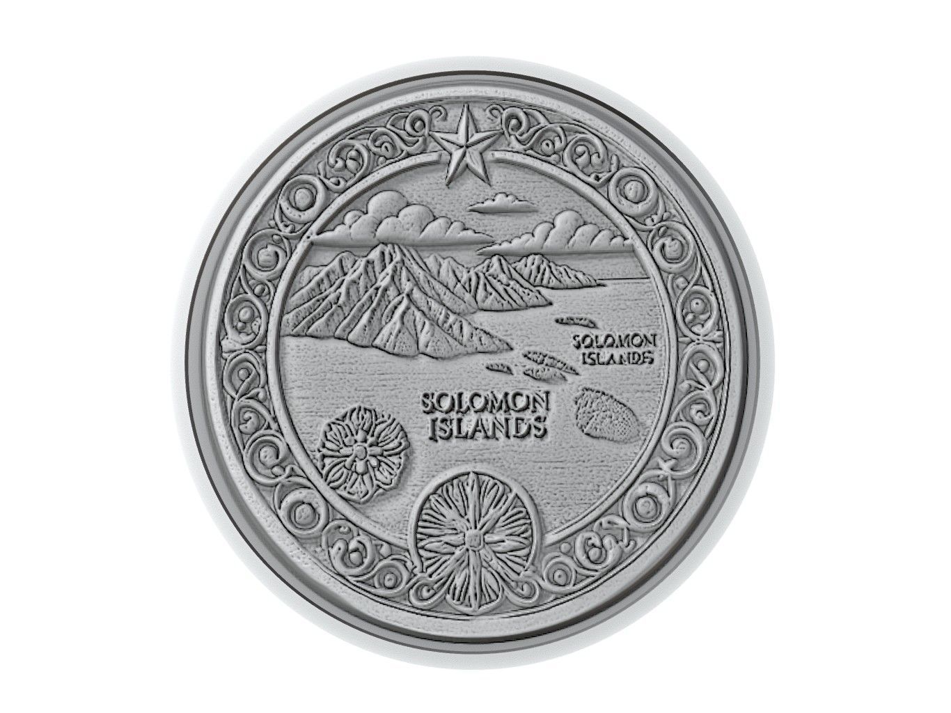Solomon Islands Map Medallion Relief 3D print model_3